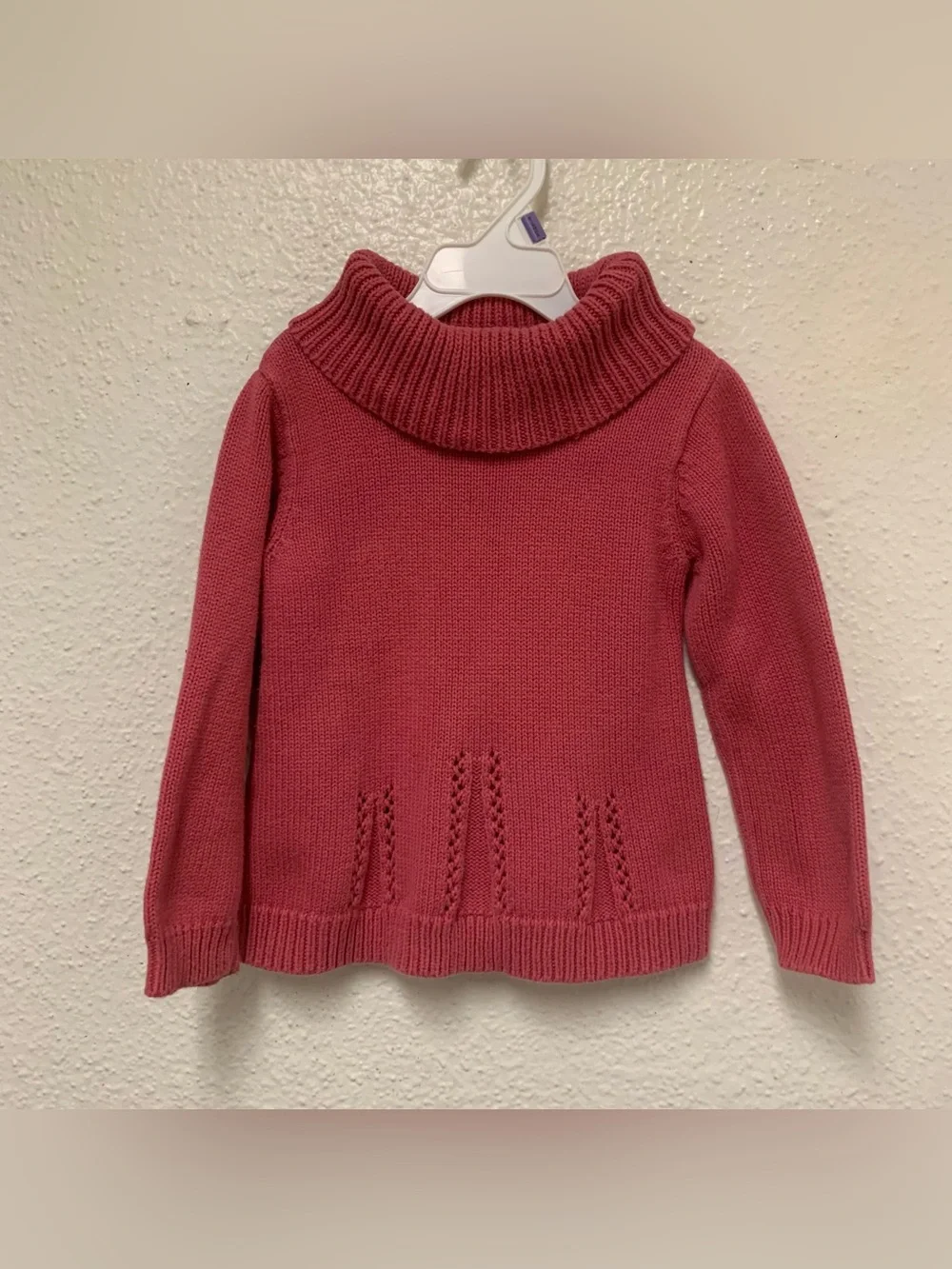 Baby Gap knit cowl neck pullover Pink sweater Toddler Girls Sz 3 100% Cotton